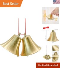 2 Pieces Vintage Style Brass Hanging Bell Cowbell Door Bell Polished Brass Be... picture