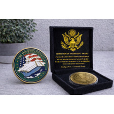 US NAVY - USS INDEPENDENCE CV-62 Challenge Coin USA w/ Retirement Award picture