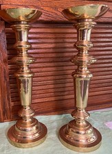 2 Vintage Heavy Weight Victorian-style Brass Candlesticks 15.5