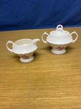 Atq Spode Jewel Copeland Claudia Embossed Elegant Cream and Sugar Bowl Set picture