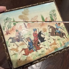Vintage Middle Eastern Inlaid Wood Painted Trinket Box Mosaic picture