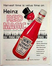 Vintage 1950s Heinz Tomato Ketchup Print Ad Red Magic Family Size Foodie picture