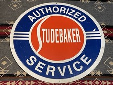 Vintage Studebaker Authorized Service Embossed Aluminum Dealer Sign 23