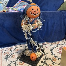 Vintage Large 24inch Halloween Gemmy Animated Scarecrow Lighted Pumpkin MOVING picture
