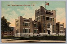 NY State Armory Syracuse NY Vintage American Flag Postcard TS-219 picture