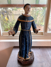 Antique Religious Santos Hand Carved St. Francis of Assisi - 19th Cen Sp Col picture