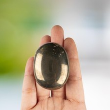Pyrite Crystal Palm Stone for Anxiety Relief, Polished Worry Stone, Gift picture
