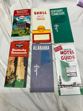 LOT OF 6 VINTAGE ROAD MAPS- KENTUCKY/TENNESSEE, ALABAMA,MOTEL GUIDE-SEE PICS picture