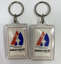 Pair Vintage 1992 America's Cup Keychain Fob Set Official License AMK San Diego picture