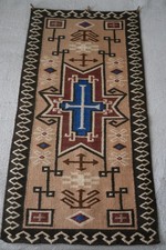 Vintage Handwoven Ecuador  Wool Tapestry Rug Wall Hanging 47.5
