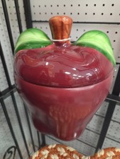 Large Vintage Mid Century Ceramic Apple Shaped Cookie/Flour Jar picture