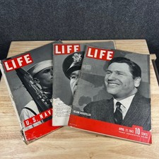Vintage 1940s LIFE Magazine Lot of 3 US Navy Rockefeller WWII Era 1940 1942 picture