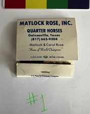 Matlock Rose Ranch matchbook, rare vintage 1980s picture