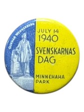 1940 Svenskarnas Dag Pinback Button Swedish Festival Minnehaha Park Minneapolis picture