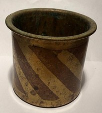 Antique 19C Ganga Jamuna Panchpatra, Heavy Brass & Copper Ritual Holy Water Cup picture