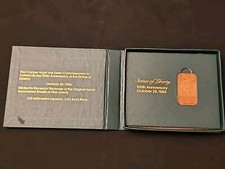 Statue Of Liberty Centennial 1886-1986 100th Anniversary Copper Ingot Souvenir picture