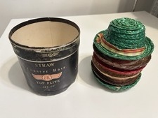 VINTAGE 1960s TOP FLITE Golf Straw Hat Coasters Japan Complete Set Of 6 Tiki Bar picture