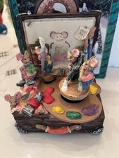 Rare Vintage Enesco Multi Action Music Box Painting Art Mice Plays