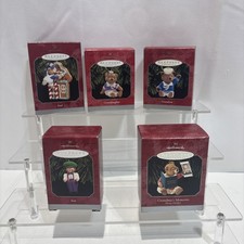 Vintage 1998 Set 5 Family Hallmark Keepsake Christmas Ornaments Dad Son New picture