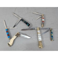 Vintage Set of 6 Frost Cutlery Ocoee River Pocket Folding Knives Surgical Steel picture