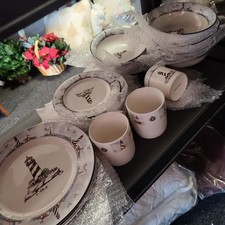 25 Piece Stoneware Coastal LIghthouse Dinnerware Set, By Totally Today picture