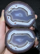 1pair China Agate Crystal Geodes Slices Natural Warring States Red 302g 7 picture