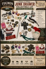 Vintage Antique Junk Drawer Lot Civil War Relics Coins Jewelry Buttons Curios picture