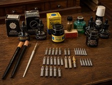 Vintage Calligraphy Lot Dip Pens 24 Nips 14k Parker Sheaffer Higgins Hunt Ink picture