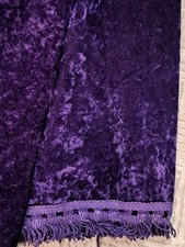 Vintage 70s Crushed Velvet Purple Bedspread With Fringe EUC HTF COLOR picture