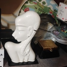 Vintage 1930s Kent Art Ware Art Deco Ceramic Female Bust Blanc de Chine Japan picture