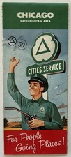 1952 Cities Service Chicago Metropolitan Area Road Map Illinois Gas Oil Ad picture