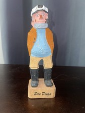 VTG Hand Carved Wood Sea Captain Figurine San Diego Souvenir Nautical Folk Art picture