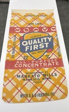 Vintage Mankato Mills Feed Sack Quality First Cotton Cloth 100lb Plaid Bag picture