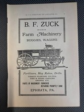1909 LR Graphic Ad B F ZUCK Buggies Ephrata PA GROFF Engines Albany Dental Assn picture