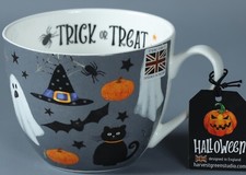 HARVEST GREEN STUDIO HALLOWEEN TRICK OR TREAT GREY Bone China Jumbo Cup picture