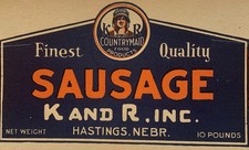 Antique 1920s-1930s K and R Countrymaid Sausage Sign 🧅 Hastings NE Packing NOS picture