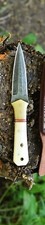 handmade Damascus steel hunting dagger fixed blade boot knife sheath Full Tang picture