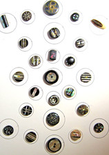25 piece Antique MIXED Lot Mother of Pearl MOP Inlay BUTTONS picture