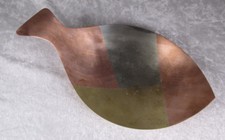 Vintage Mid Century Modern Fish Shaped Mixed Metal Dish Mexico Copper Brass picture
