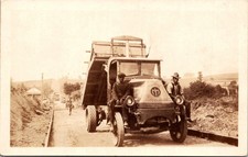 Two African American On A Mack AC Or Bulldog RPPC Real Photo Postcard 4P23-1 picture