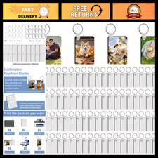 240 Pcs Double-Sided MDF Keychain Blanks for Sublimation + 160 Rings & Clips picture