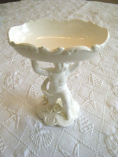 STUNNING VTG ITALIAN CERAMIC CHERUB PEDESTAL SOAP CANDY SERVING DISH #E438S picture