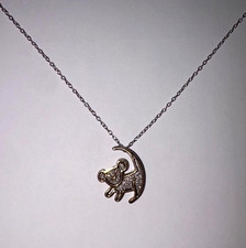 Disney Treasures Lion King Rare Simba 10K Gold/925 Silver & Diamond Necklace picture