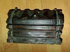 Vintage 1960 Spanish Wooden Brutal-Style Hand Carved Wooden Jewelry Box picture