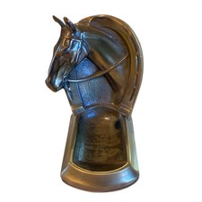 VTG PM Craftsman Solid Brass Horse Head Horseshoe Single Pipe Rest Valet Tray picture