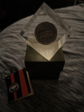 Vintage 1973 Canadian Dollar Coin Lucite Cube-New In Box picture
