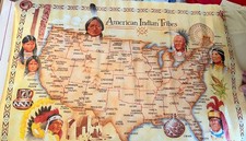 American Indian Tribes Map- Poster Vintage Style Native American Educational picture