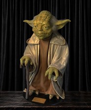 The life-size Blockbuster Video promotional Yoda statue released around 2005, to picture