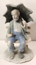 VTG Duncan Royale Man Smoking Pipe On Bench Holding Umbrella Statue Figurine picture