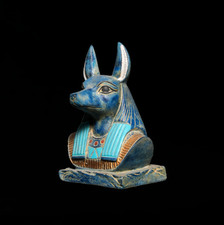 Authentic Ancient Egyptian Antiques God Anubis Jackal Bust Funerary Artifact BC picture